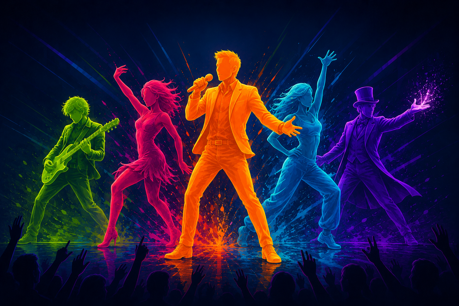 Kleurrijk beeld van muziek, dans en entertainment